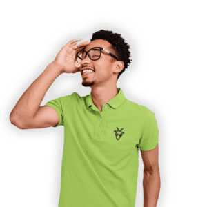 bad billy disc golf performance polo - lime green - glasses cropped